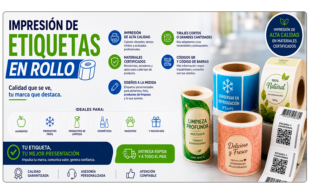 Stickers por rollo! Ahorra 30% off